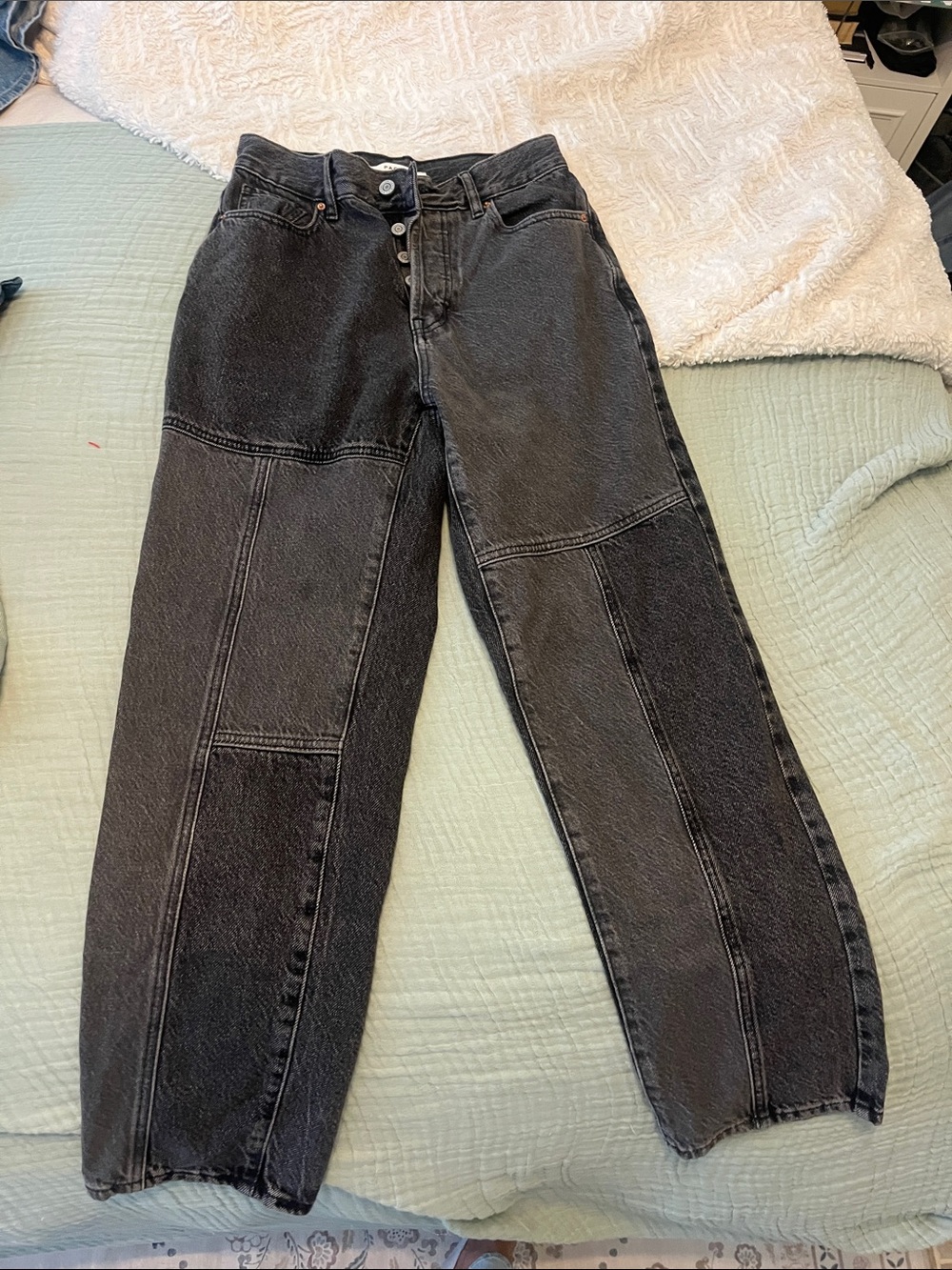 PacSun Black Patchwork High Rise Straight Jeans
